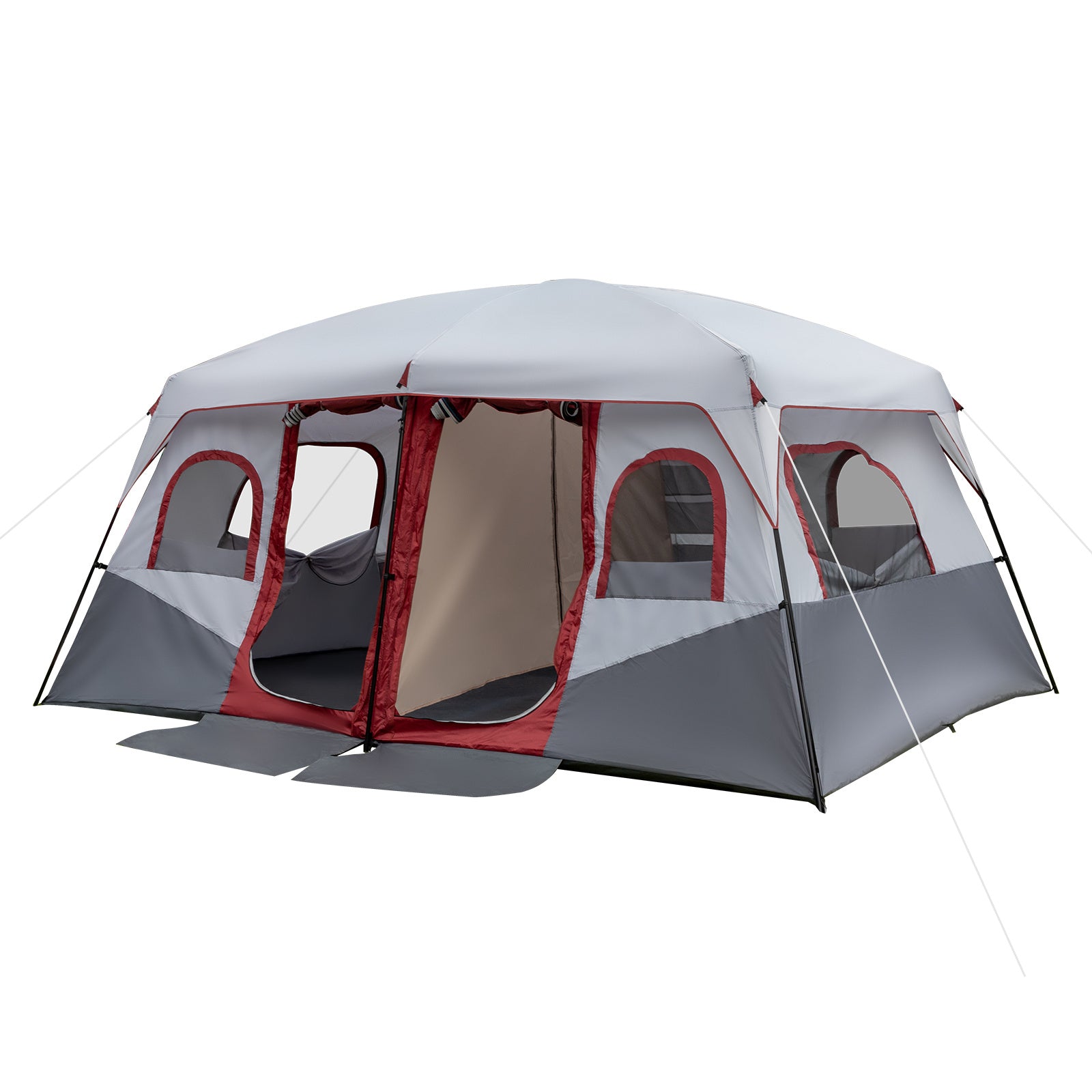 10 Person Red, White, And Gray Two Room Camping Tent