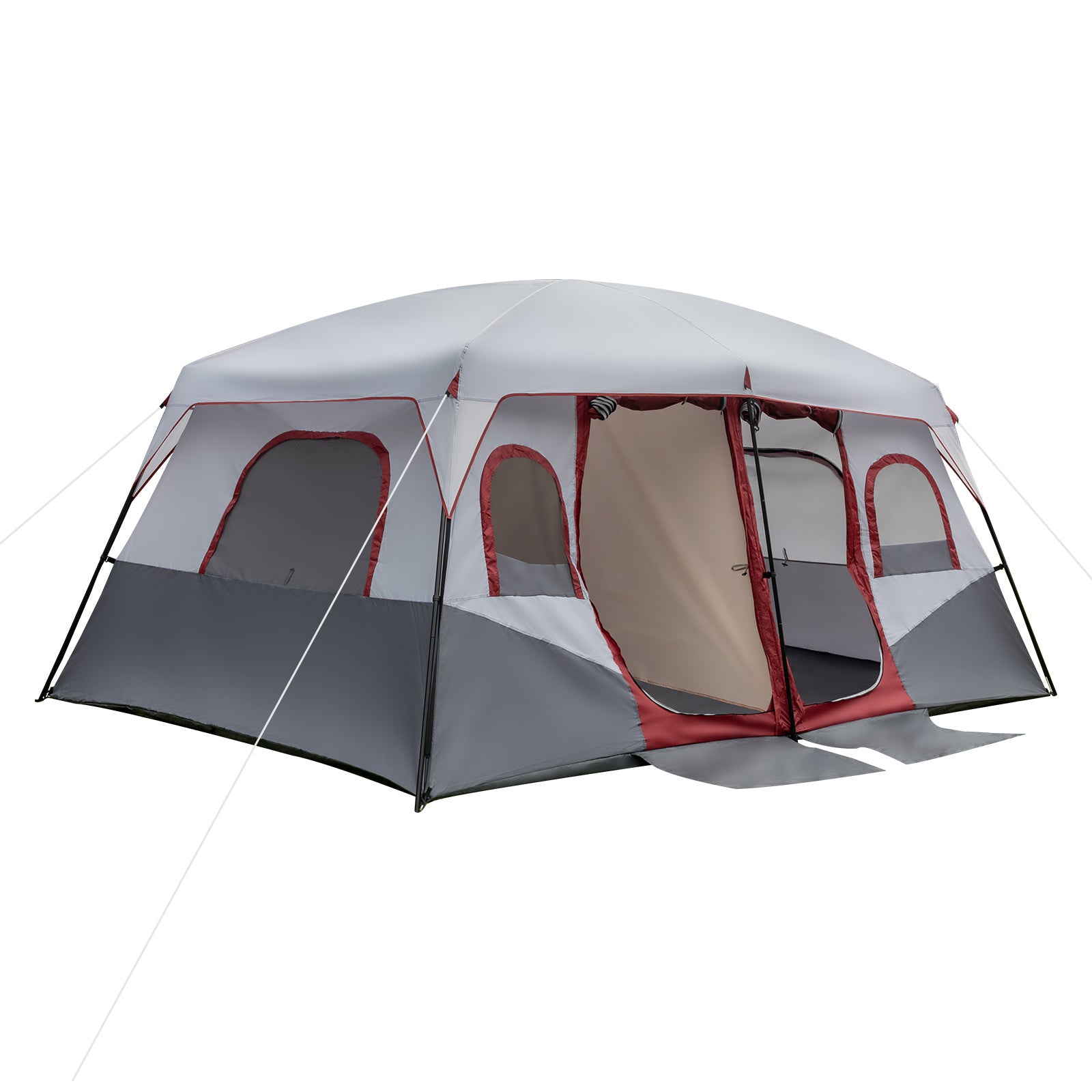 10 Person Red, White, And Gray Two Room Camping Tent